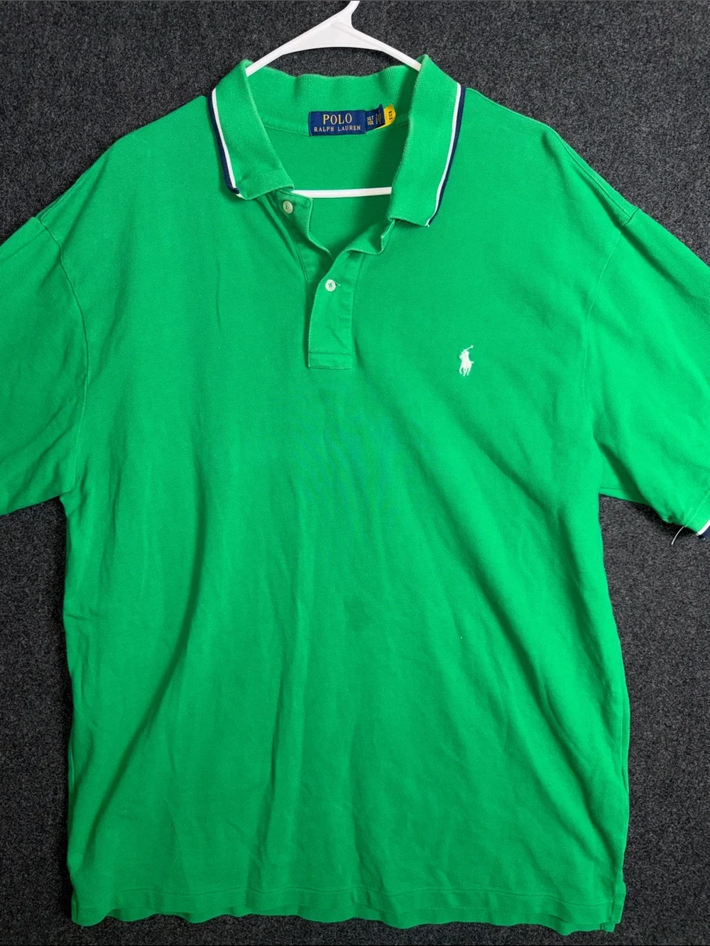 Polo Ralph Lauren Mens Green Tipped Pique Polo Shirt XLT Tall Short Sleeve